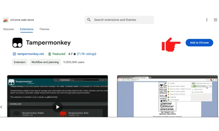 2. Añade «TamperMonkey» como extensión del navegador.

