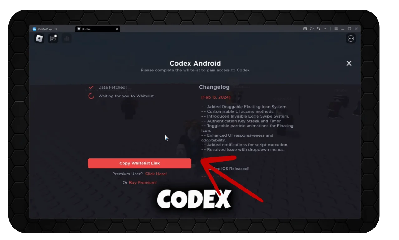 Codex Executor (Roblox) V2.682 para Android, iOS, PC 2026 12 copiar enlace clave del codex